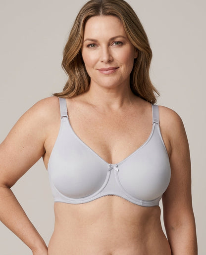 Elia Large Bust Full Coverage Support Bra Light Gray Hero Front Model
