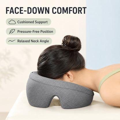 Face-down comfort with cushioned support and a relaxed neck angle