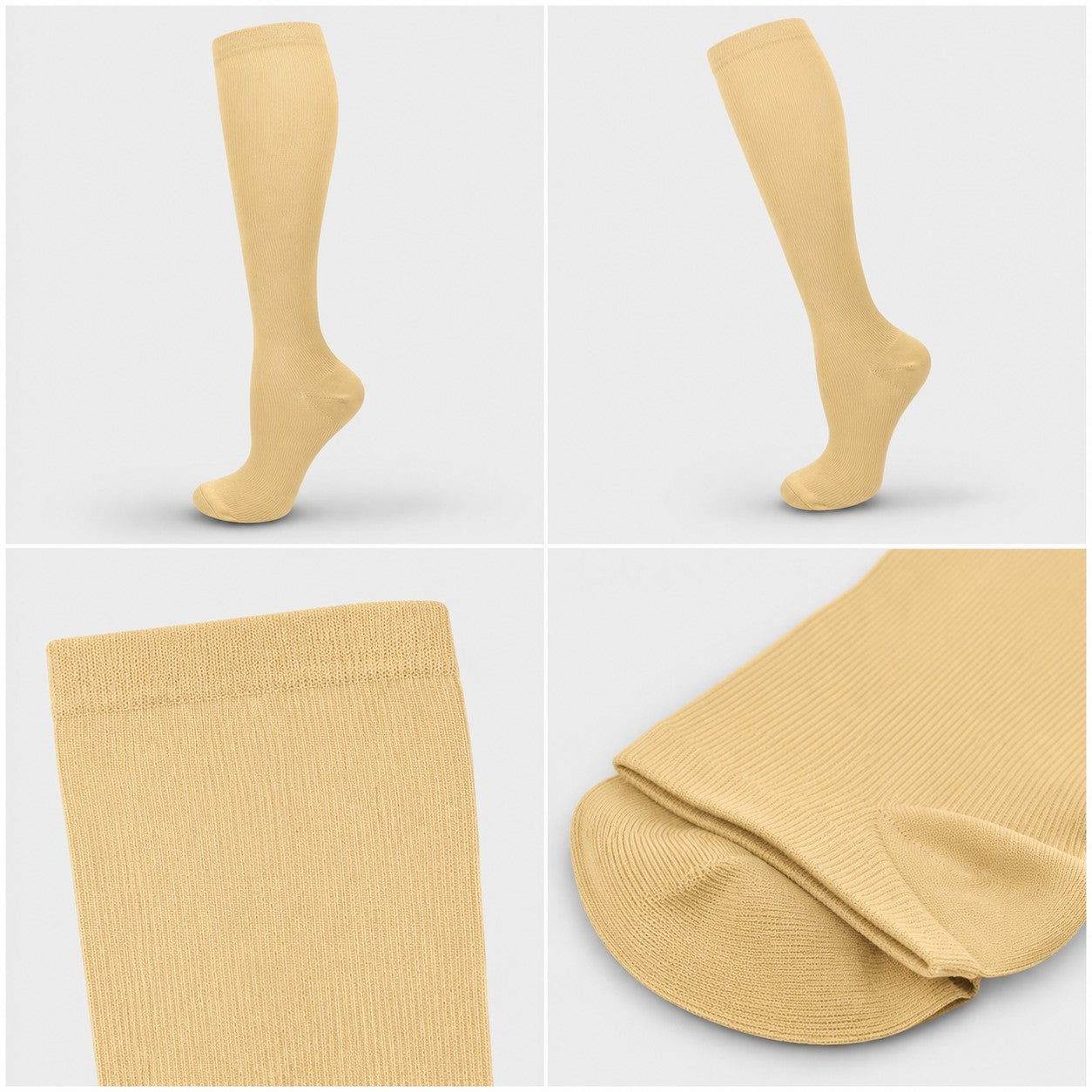 Beige knee-high compression socks