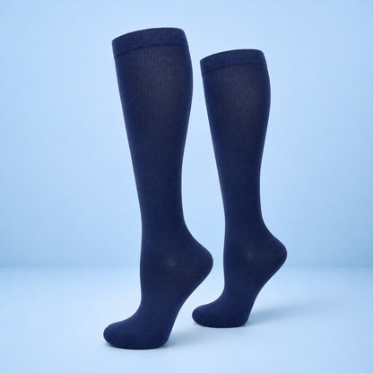 Navy knee-high compression socks for women and men