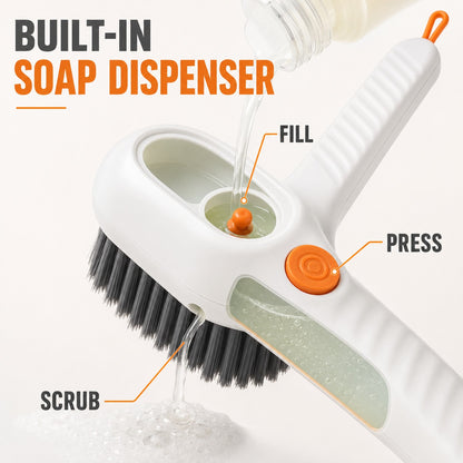 Built-in soap dispenser - fill, press and scrub