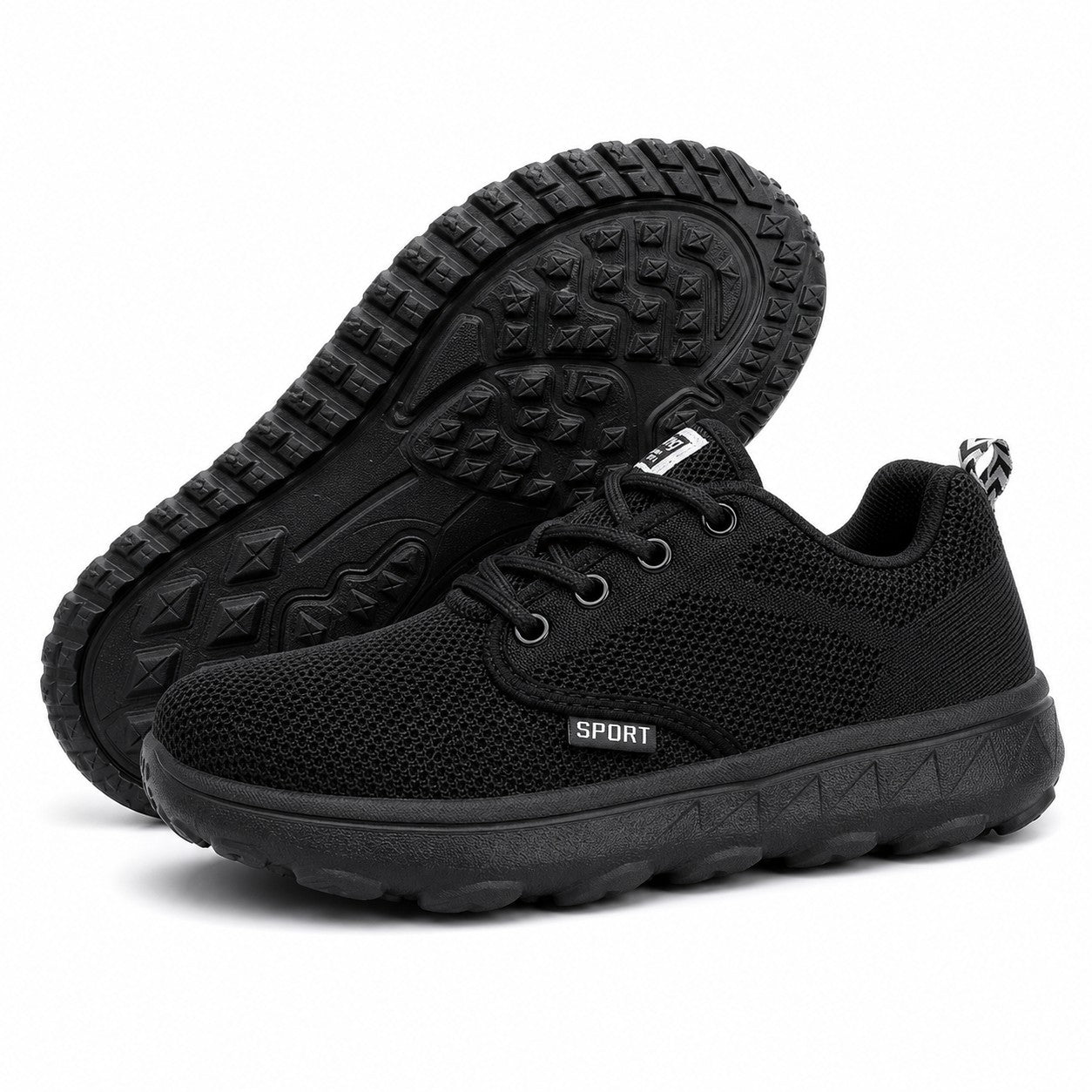 Freestep Womens Wide Toe Walking Shoes Black Front Hero Pair Sole