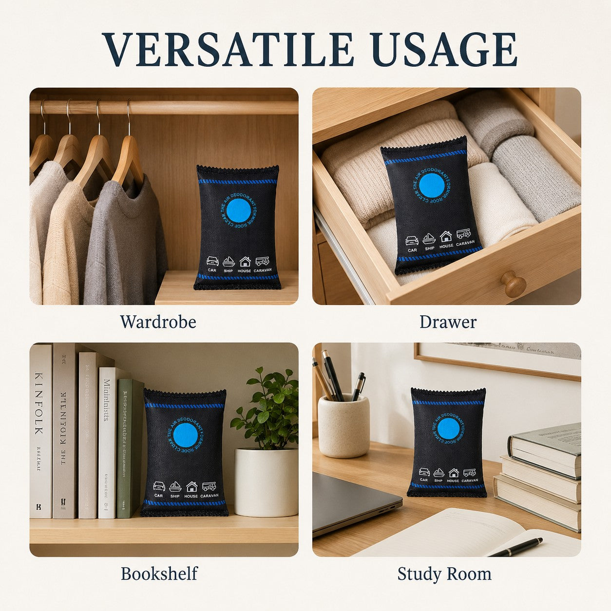 Versatile usage: wardrobe, drawer, bookshelf, study