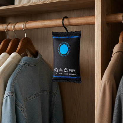 Dehumidifier bag protecting clothes from damp