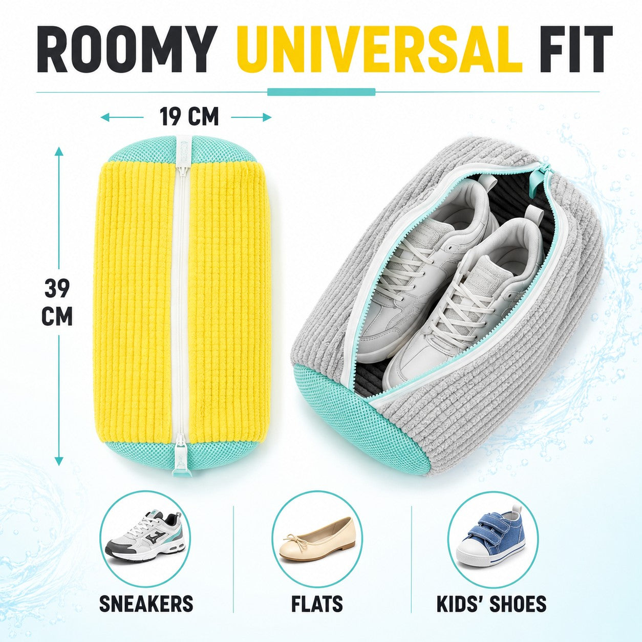 Roomy universal fit for sneakers, flats and kids' shoes