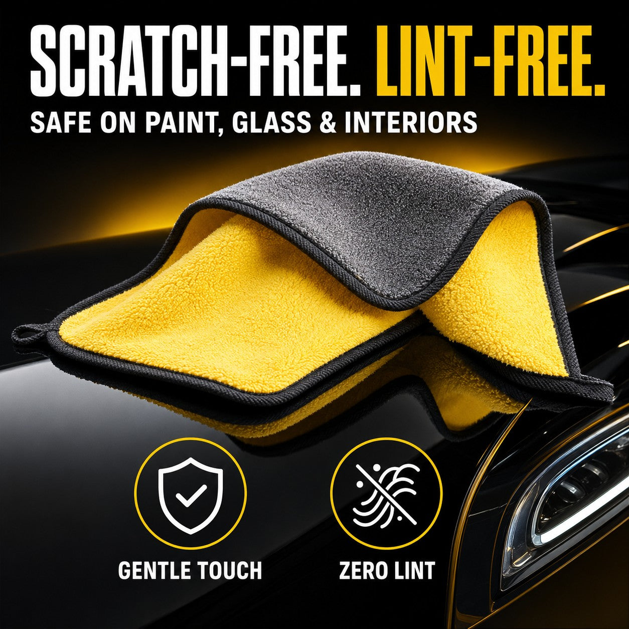 Scratch-free lint-free, safe on paint, glass and interiors
