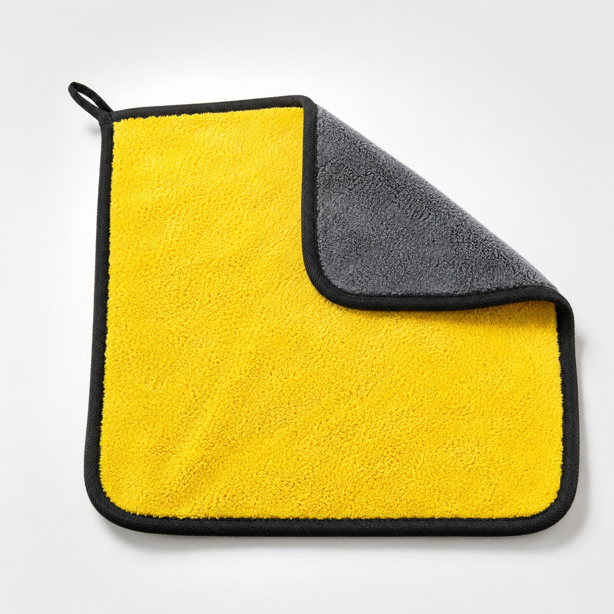GleamPro microfiber car cleaning cloth in yellow and grey