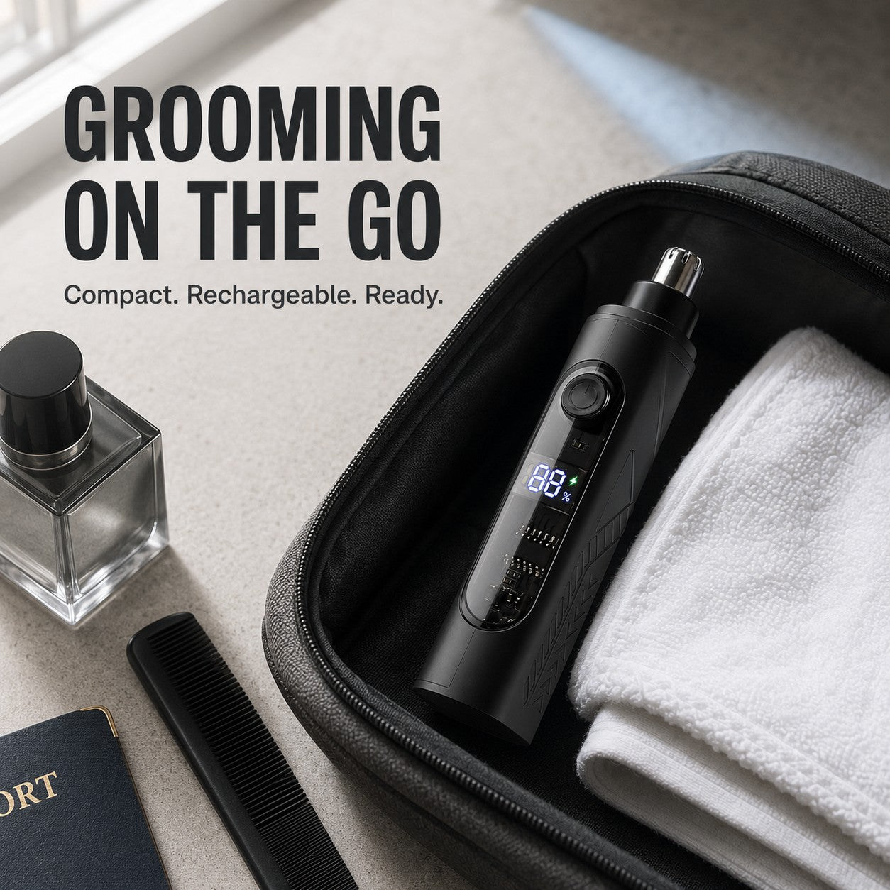 Compact travel ready grooming on the go