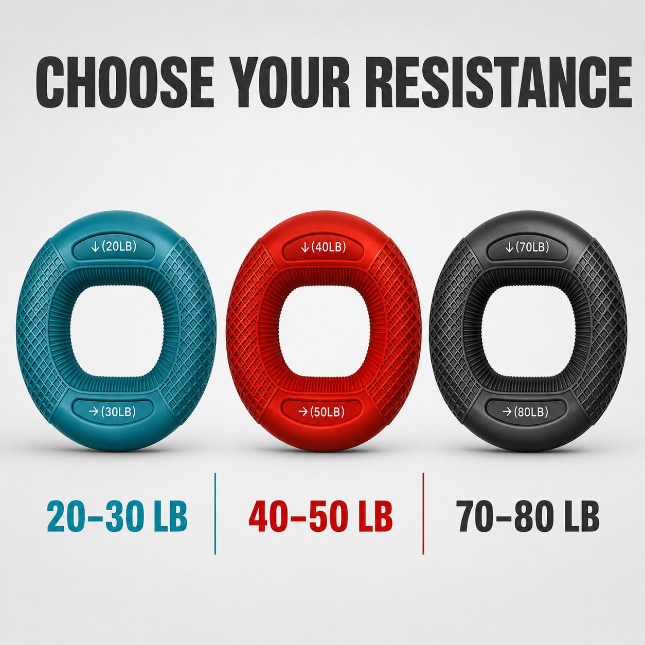 Choose your resistance - light, medium or heavy