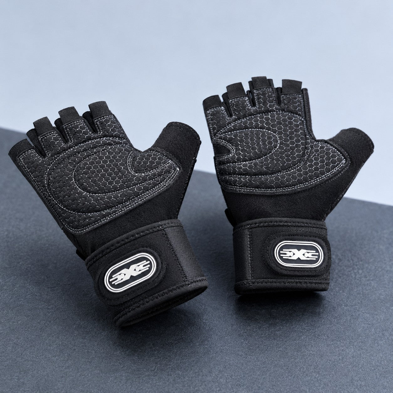 Close-up of the padded palm and breathable mesh back