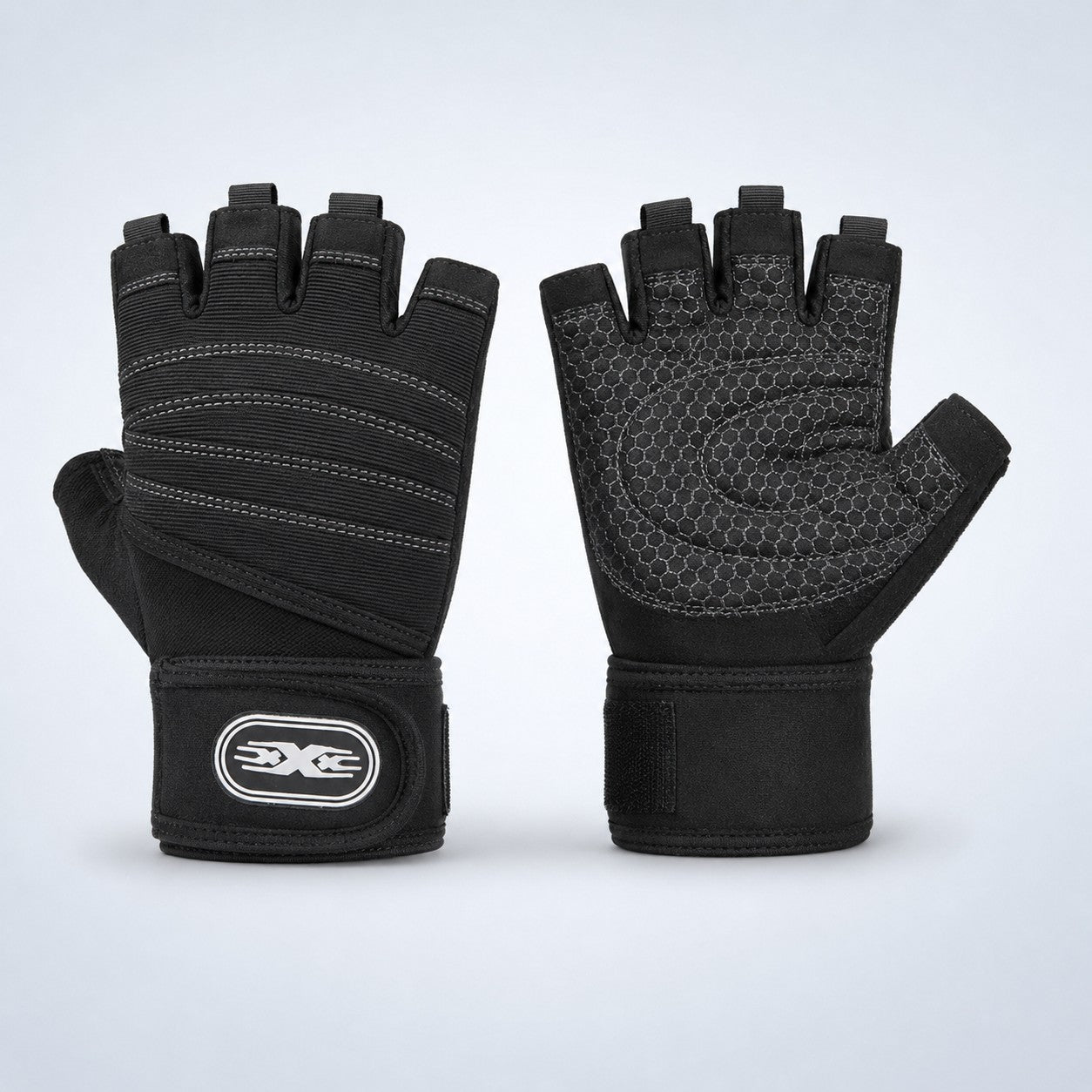 GripFit workout gym gloves for weightlifting in black
