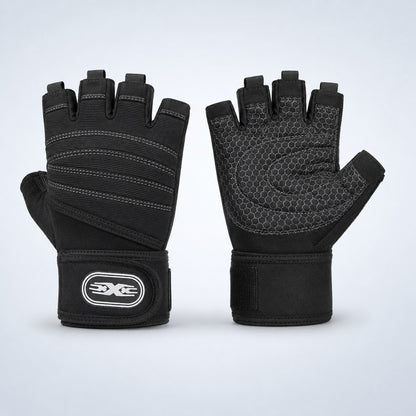 GripFit workout gym gloves for weightlifting in black