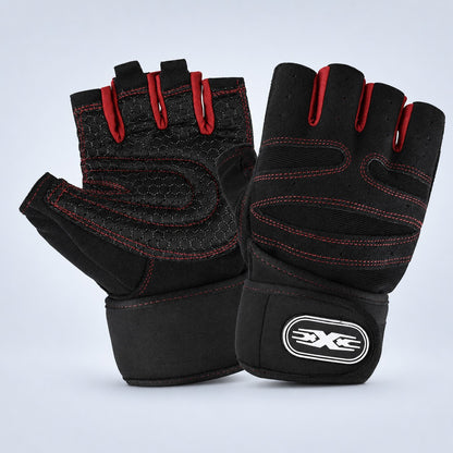 GripFit workout gym gloves in red