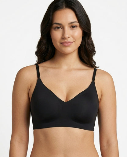 Ivy Deep V Thin Strap Bralette Black Front Close Product Detail