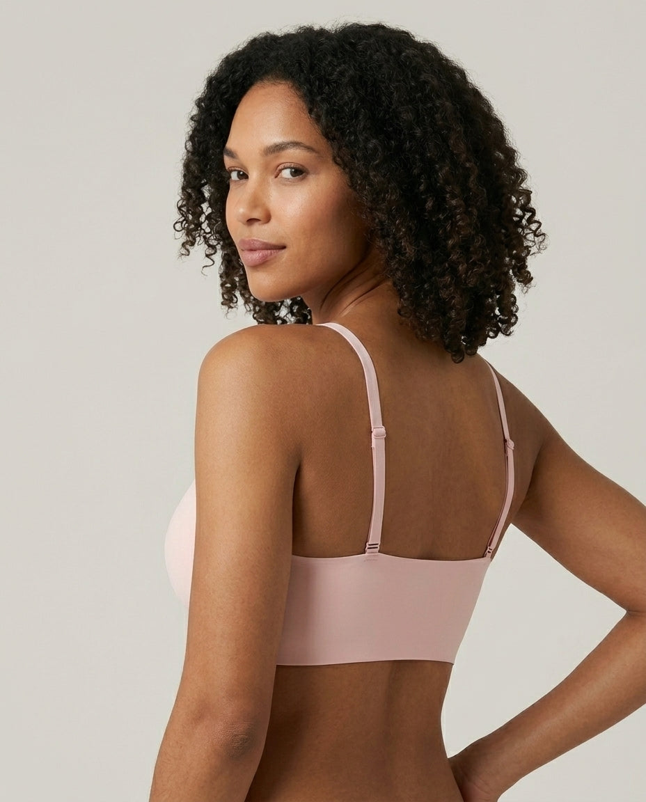 Ivy Deep V Thin Strap Bralette Soft Pink Back Thin Strap Band Detail