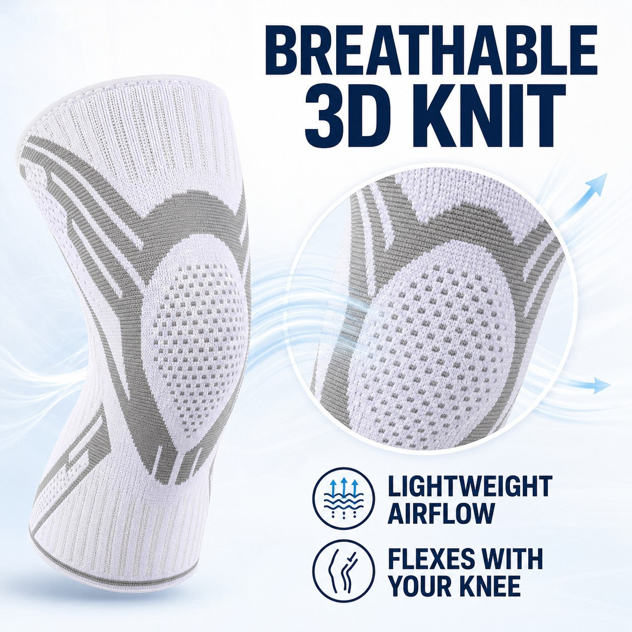 Breathable 3D knit - lightweight airflow that flexes with your knee