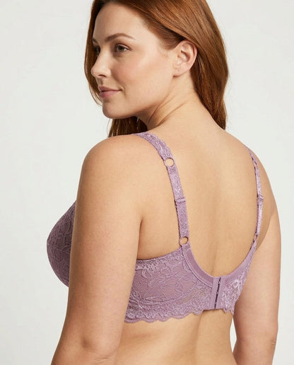 Lena Longline Lace Underwire Bra Mauve Side Back Lace Detail