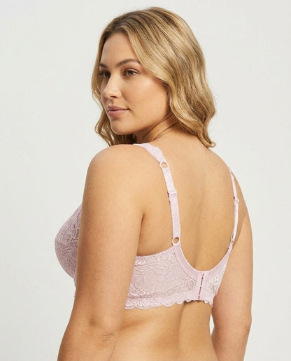 Lena Longline Lace Underwire Bra Pale Pink Side Back Lace Detail