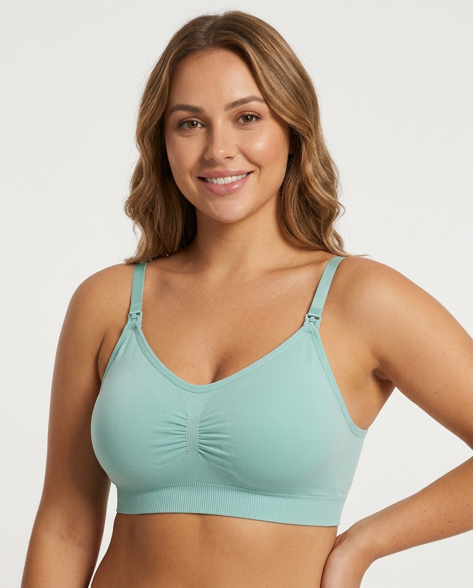 Leona Seamless Maternity Nursing Bra Mint Green Hero Front Model