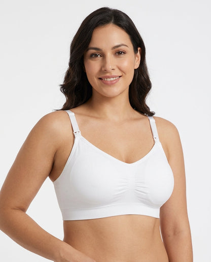 Leona Seamless Maternity Nursing Bra White Hero Front Model