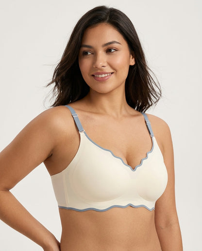 Liora Scallop Edge Seamless Bra Ivory Cream Hero Front Model