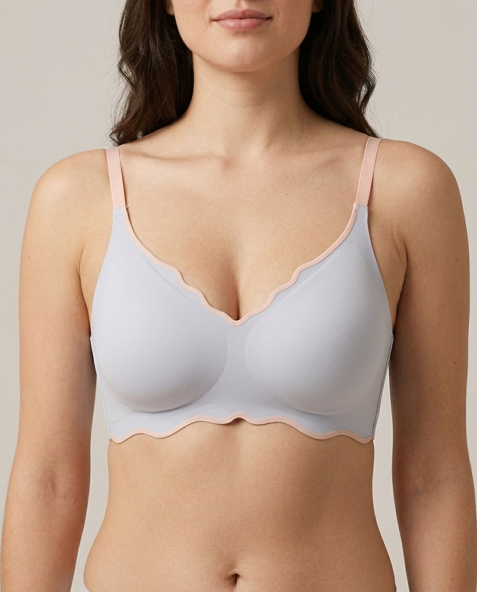 Liora Scallop Edge Seamless Bra Pale Blue Front Close Product Detail