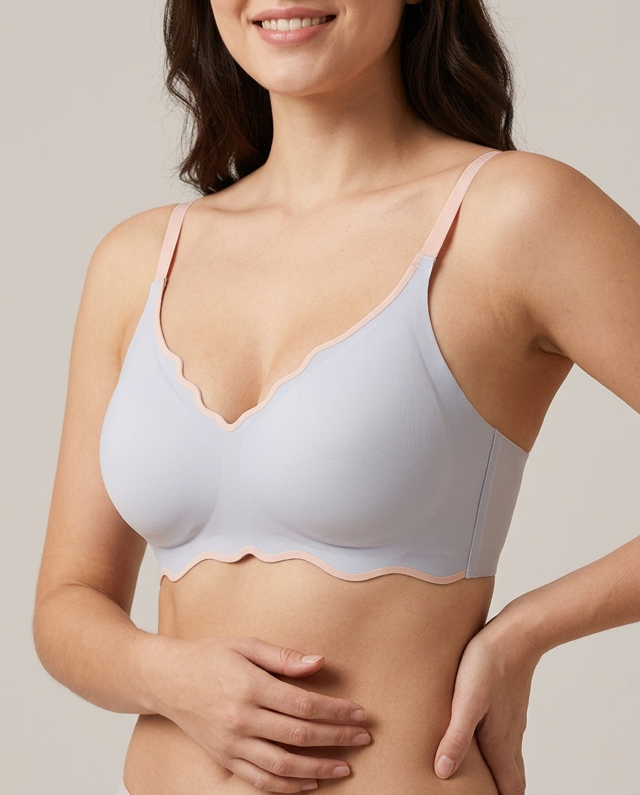 Liora Scallop Edge Seamless Bra Pale Blue Hero Front Model