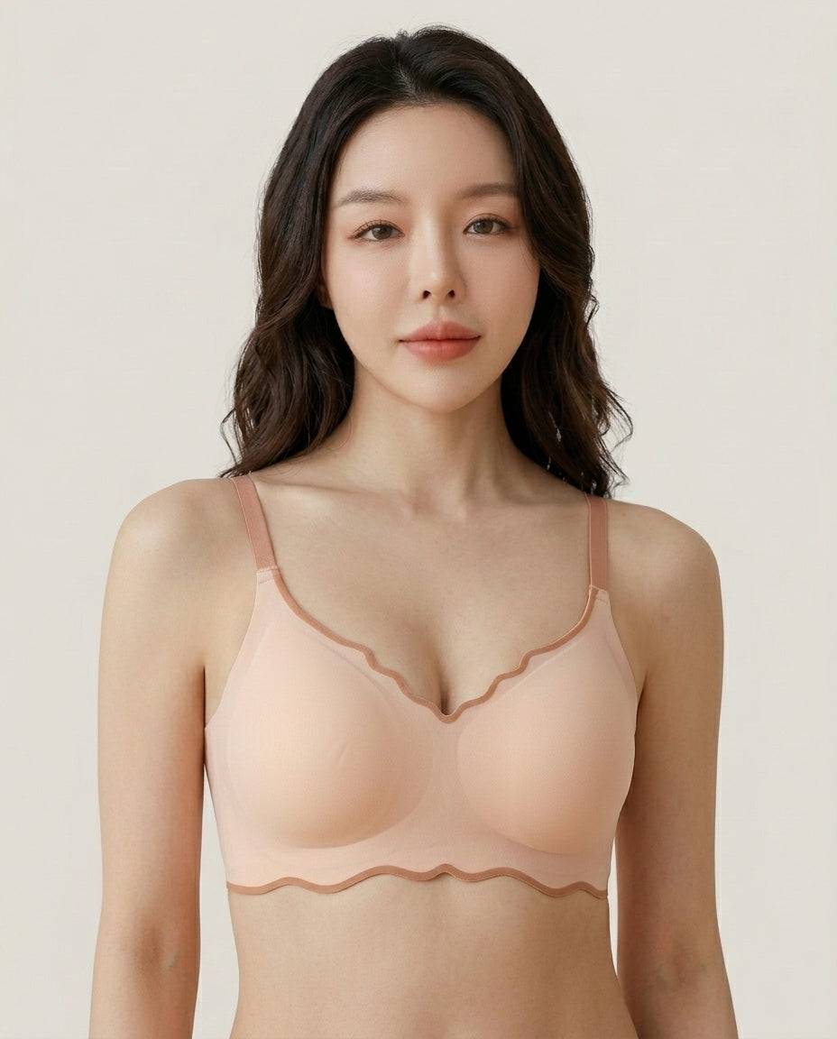 Liora Scallop Edge Seamless Bra Peach Nude Front Close Product Detail