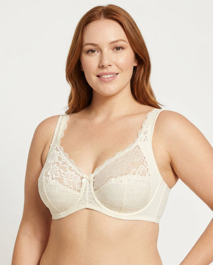 Livia Lace Full Coverage Bra Ivory Model Front