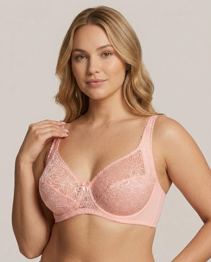 Livia Lace Full Coverage Bra Pink Strap Detail