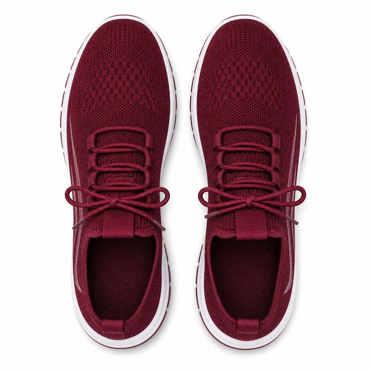 Luma Soft Sole Flyknit Sneakers For Women Wine Red Top Down Detail
