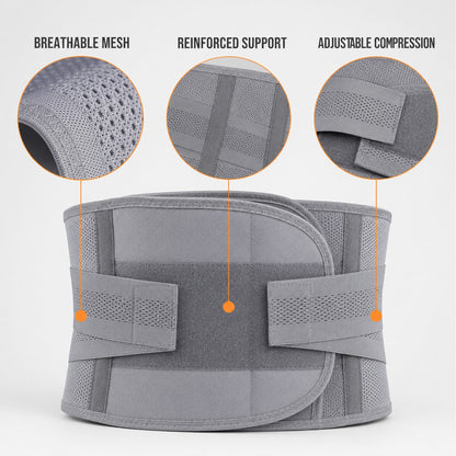 Breathable mesh, reinforced support and adjustable compression