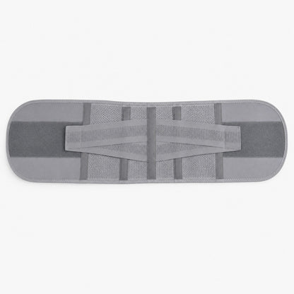 LumbarEase back support belt laid flat showing the lumbar panel