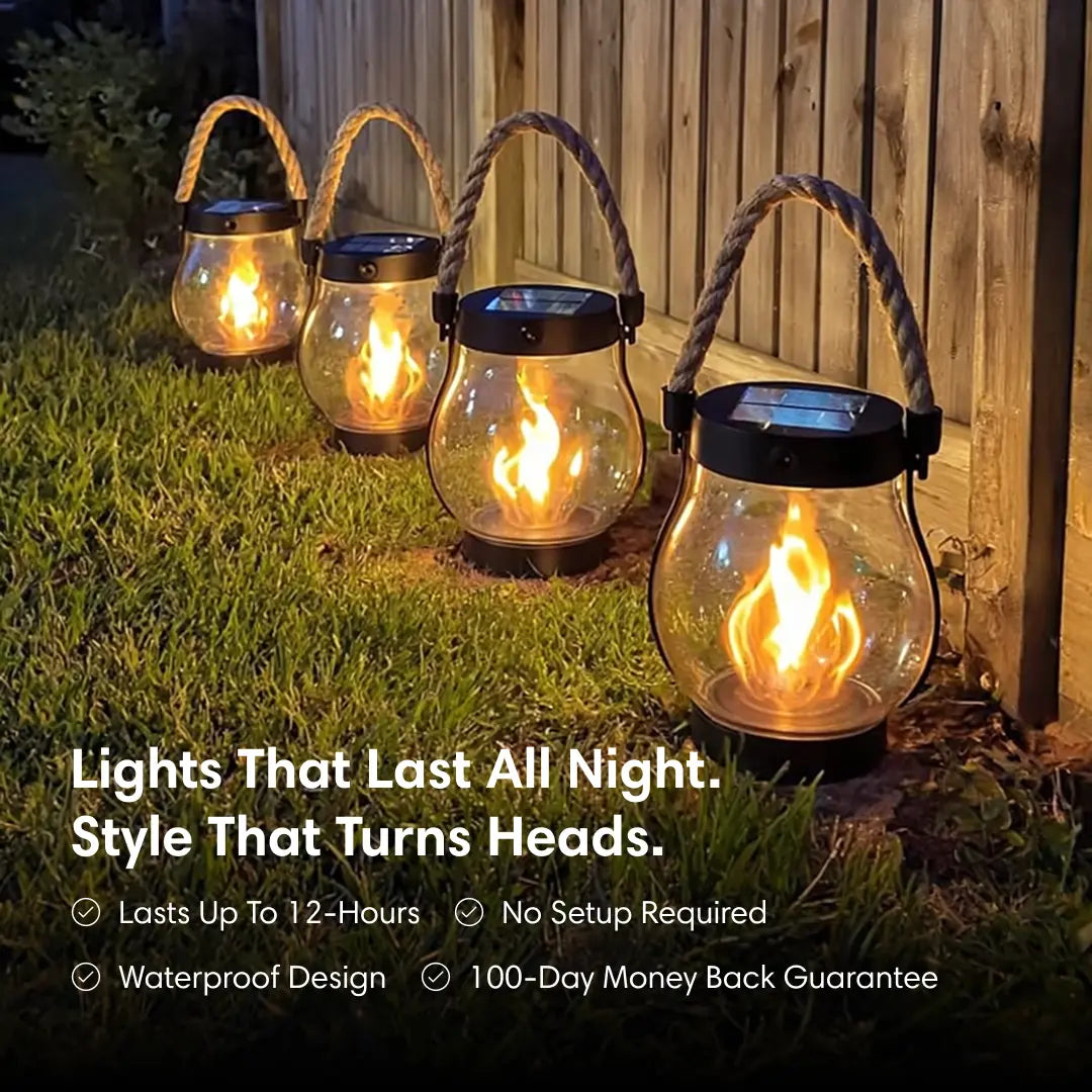 Lumora Solar Lantern with Realistic Flame Effect