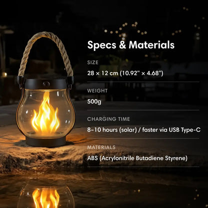 Lumora Solar Lantern with Realistic Flame Effect