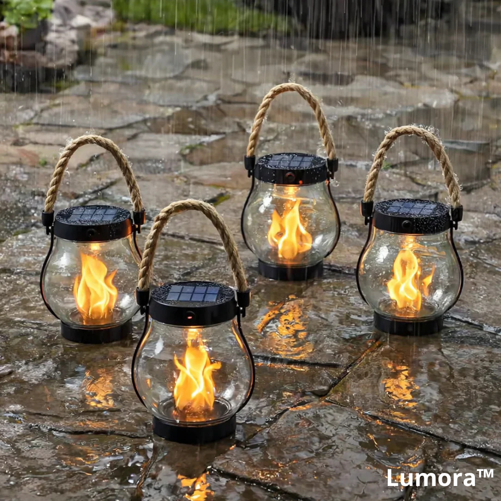 Lumora Solar Lantern with Realistic Flame Effect