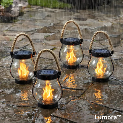Lumora Solar Lantern with Realistic Flame Effect