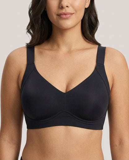 Mabel Wide Strap Wirefree Support Bra Black Cup Support Detail
