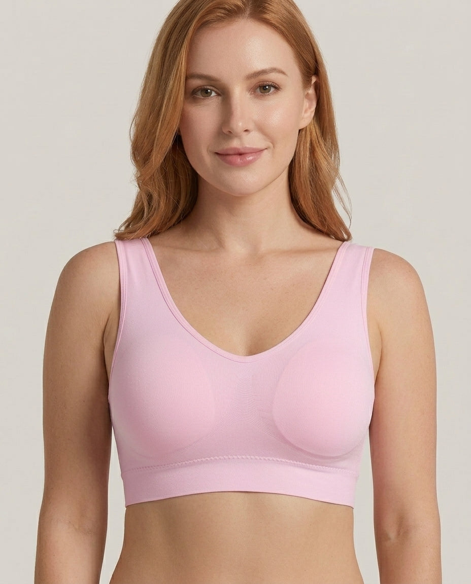 Mae U Back Wirefree Comfort Bra Pink Support Detail