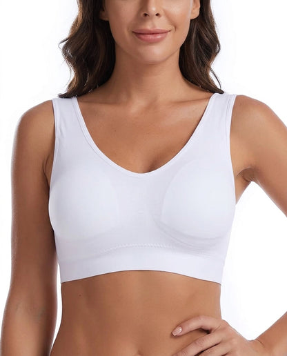Mae U Back Wirefree Comfort Bra White Model Front