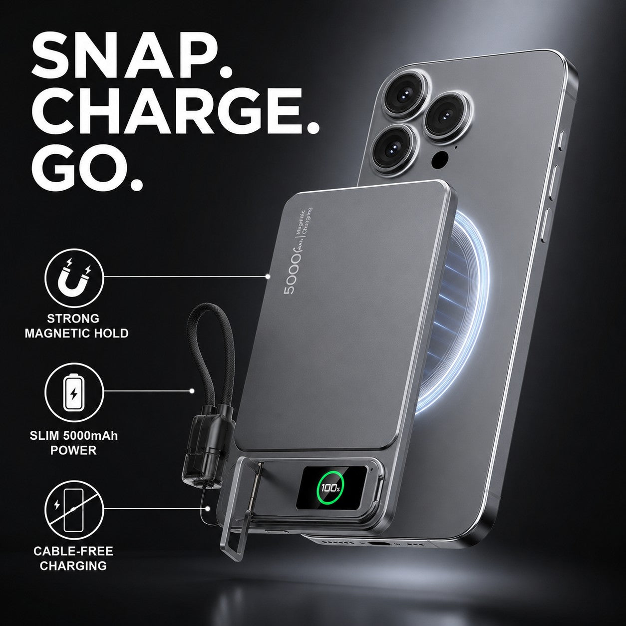 Snap, charge, go - strong magnetic hold and cable-free charging