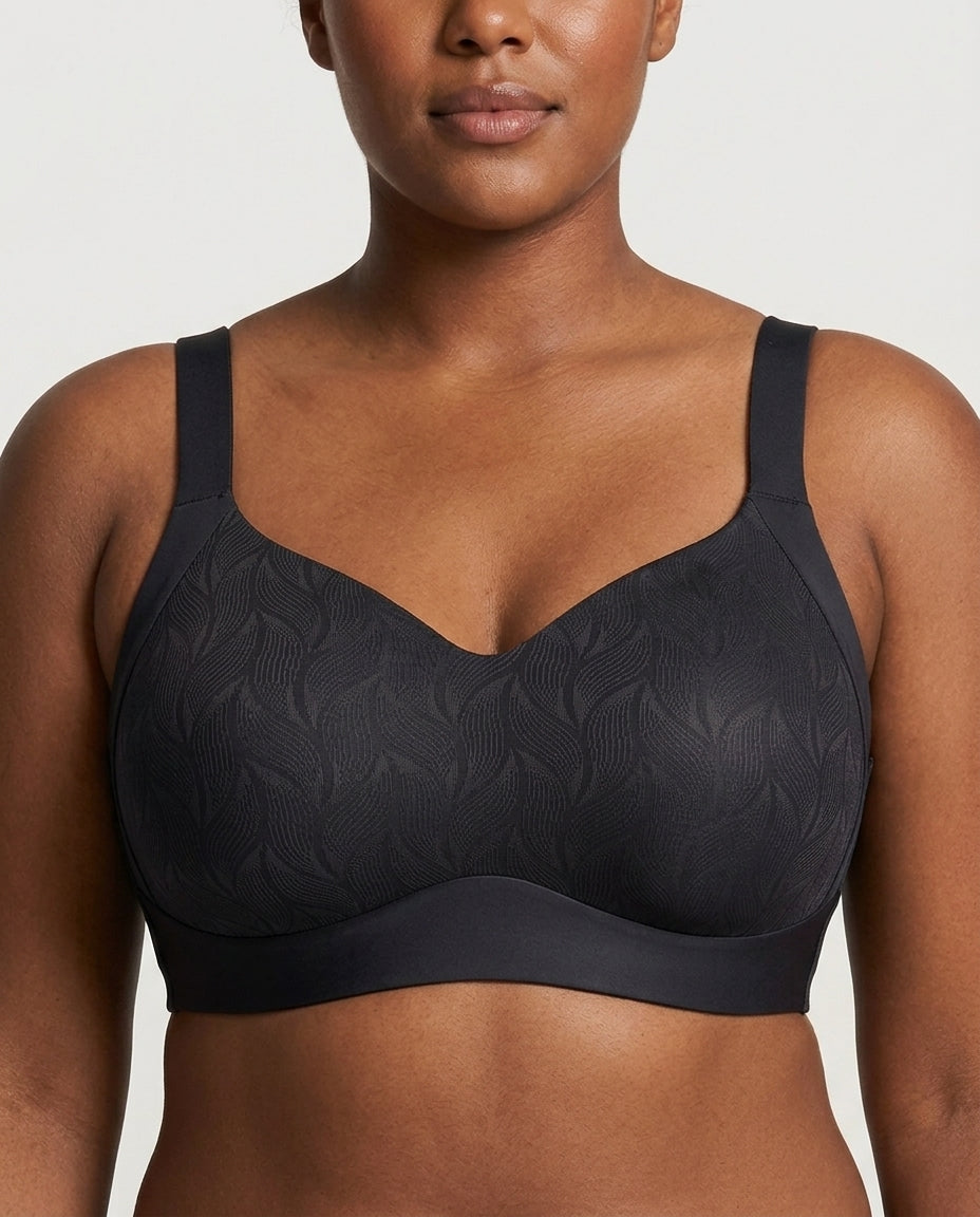 Maris Jacquard Full Coverage Bra Black Front Close Detail