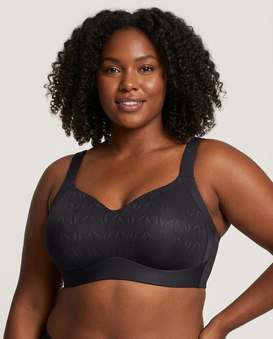 Maris Jacquard Full Coverage Bra Black Model Front