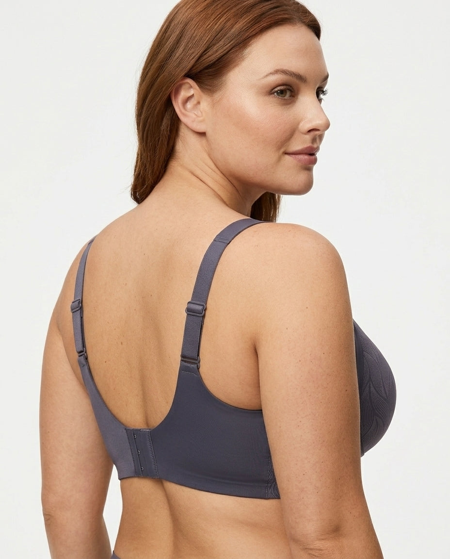 Maris Jacquard Full Coverage Bra Grey Side Back Hook Detail