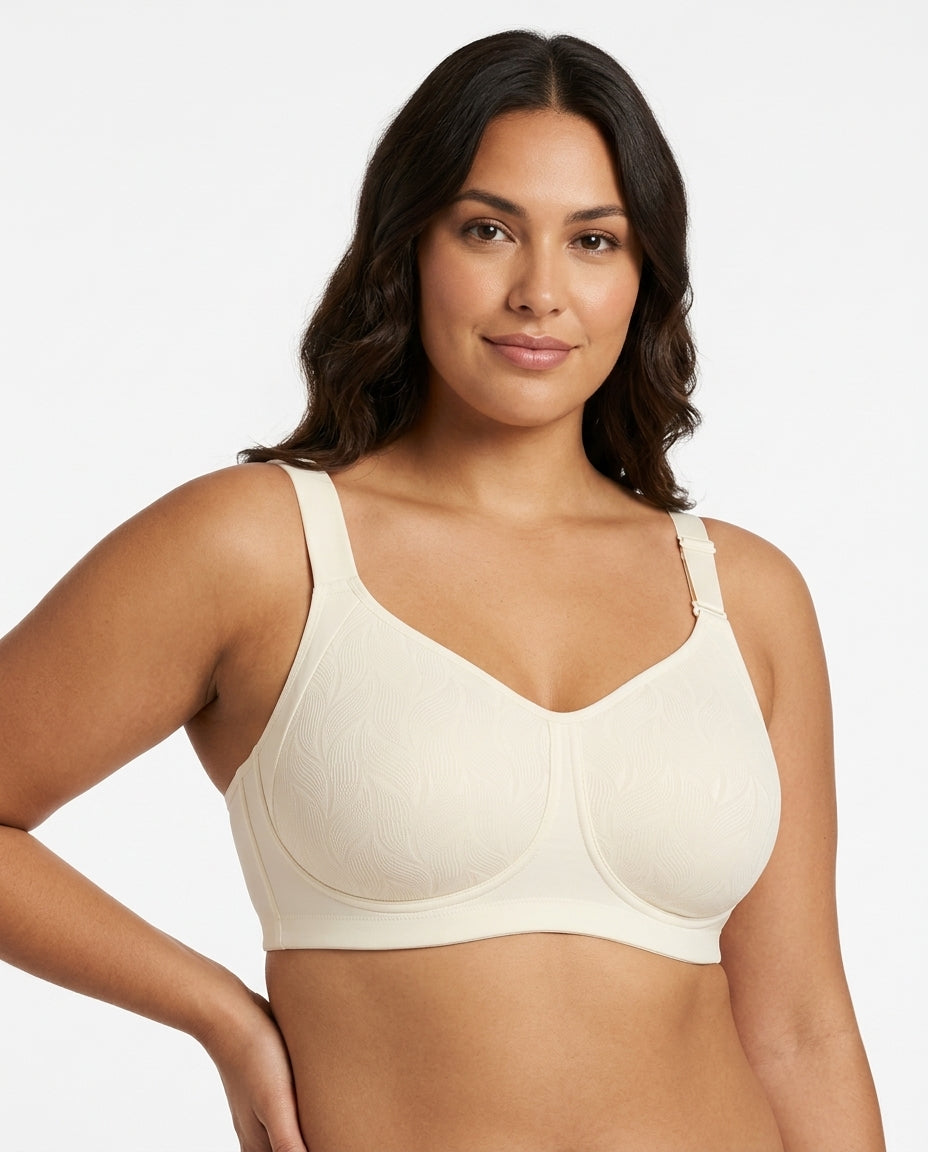 Maris Jacquard Full Coverage Bra Ivory Model Front