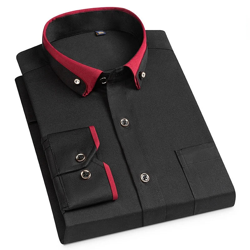Premium Wrinkle-Free Stretch Stand-Up Collar Shirt for Men