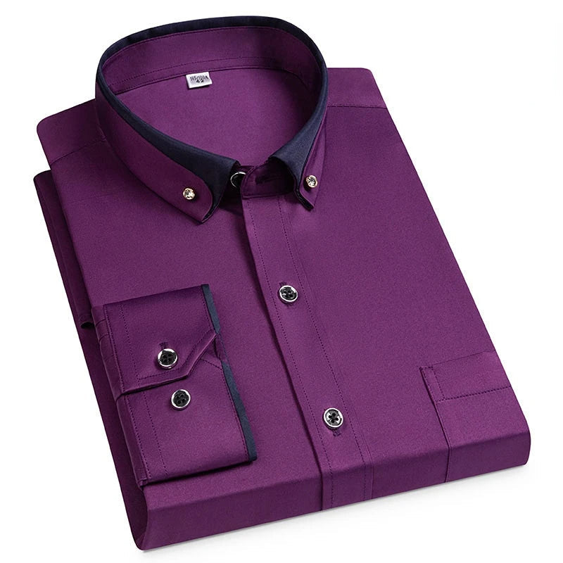 Premium Wrinkle-Free Stretch Stand-Up Collar Shirt for Men