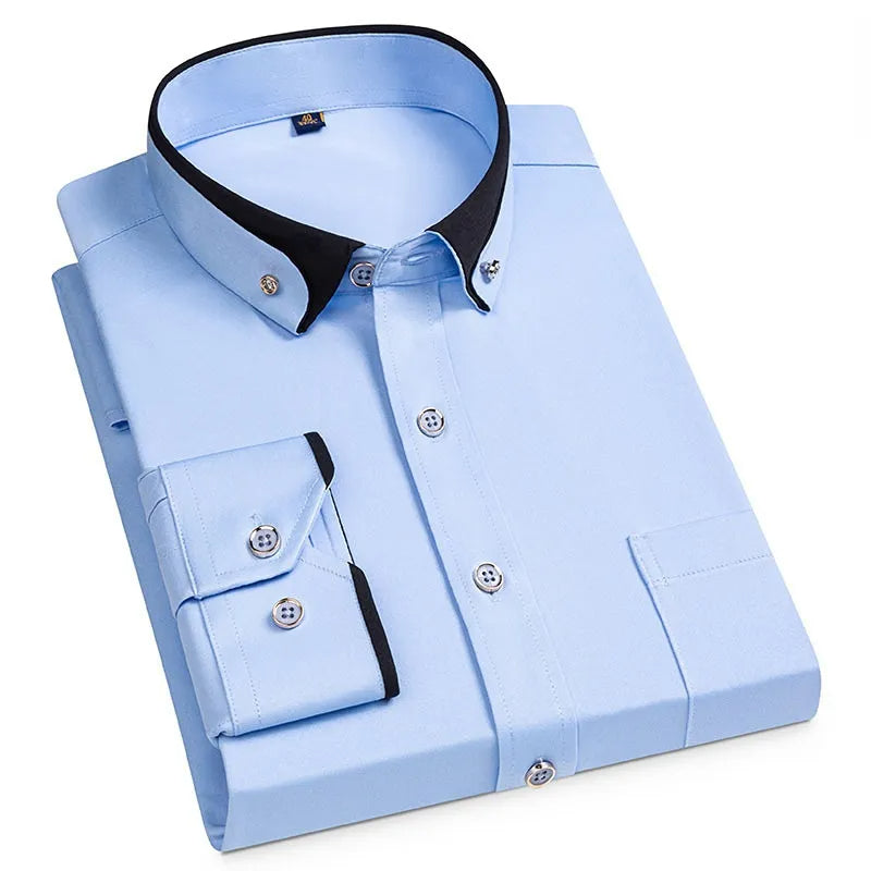 Premium Wrinkle-Free Stretch Stand-Up Collar Shirt for Men