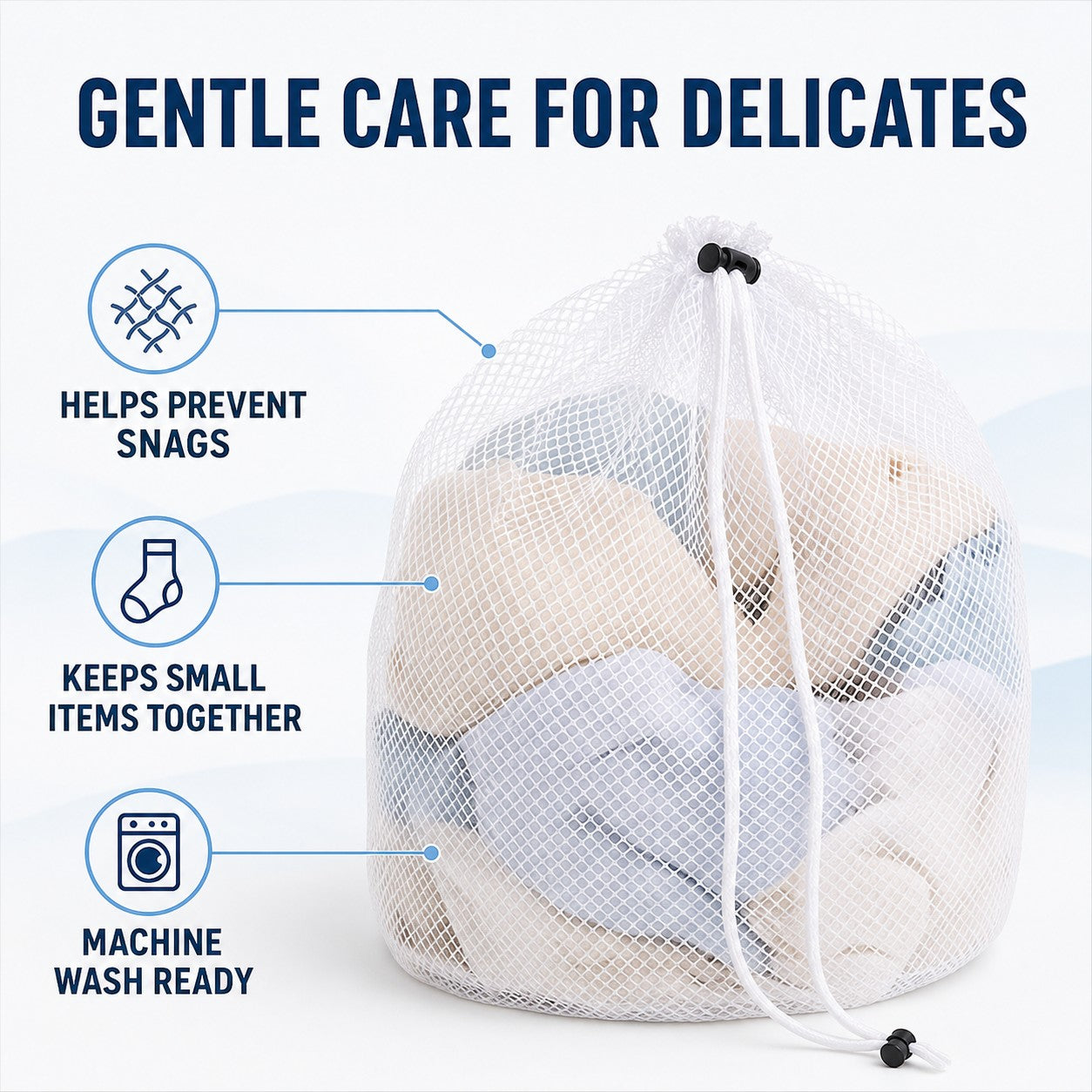 Gentle care for delicates - prevents snags and keeps small items together