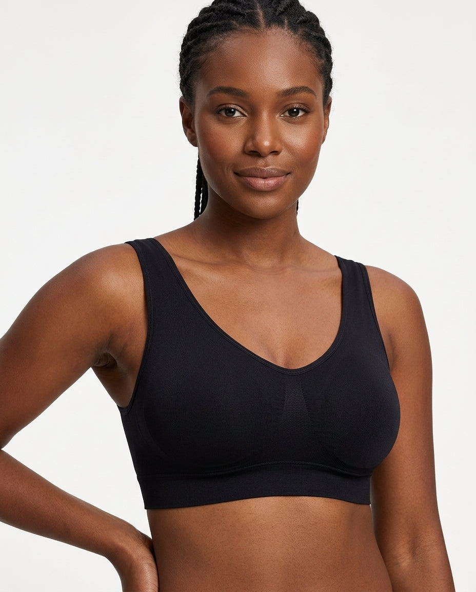 Mila Yoga Sport Crop Bra Black Model Front